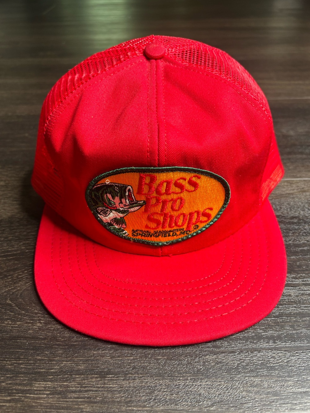 Vintage 80s Bass Pro Shops Red Snap Back Hat Made In USA